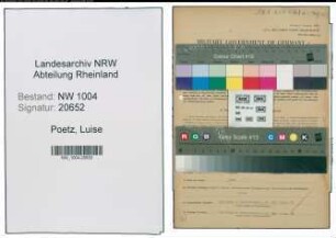 Entnazifizierung Luise Poetz , geb. 30.06.1921 (Sekretaerin)