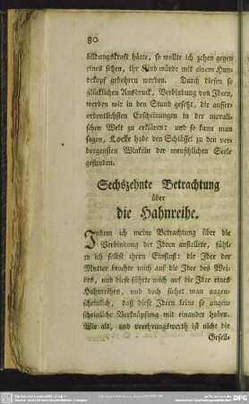 Sechszehnte Betrachtung über die Hahnreihe