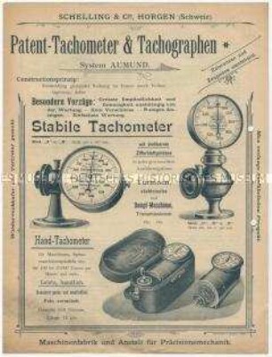 Tachometer und Tachographen der Firma Schelling und Cie. in der Schweiz