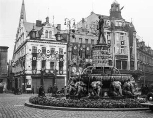 Reichenberg, Altstädter Platz : Reichenberg (Liberec/Tschechische Republik). Metznerbrunnen am Altstädter Platz (Dr. E. Beneše)
