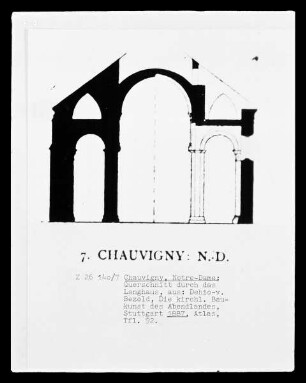 Chauvigny, Notre-Dame, Querschnitt durch das Langhaus