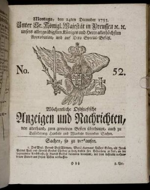 No. 52. Montags, den 24ten December, 1753.