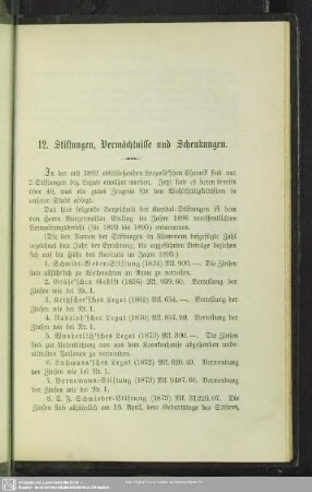 12. Stiftungen, Vermächtnisse und Schenkungen