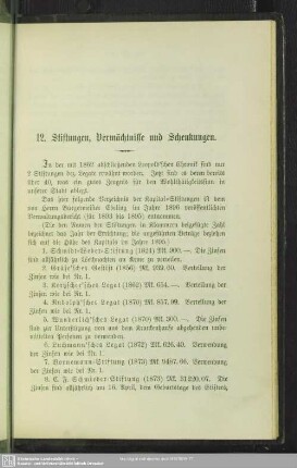 12. Stiftungen, Vermächtnisse und Schenkungen