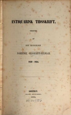 Antiquarisk tidsskrift. 1852/54 (1854)