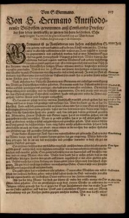 Von S. Germano Antisidorenser Bischoffen/ ...