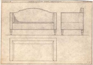 Bertsch, Karl; Möbelentwürfe - Sofa (Ansichten, Ansicht m. Schnitt)