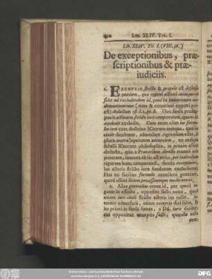 Tit. I. (VIII. 36.) De exceptionibus, praescriptionbus & praeiudiciis.