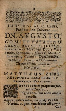 Actus solemnis ac merè Poëticus, De Admiranda Christi Jesu Theanthrōpu, Domini Et Servatoris Nostri Unici Nativitate : ... Habitus Sultzbaci 28. die Decembris, circa exordium Anni 1618 in Auditorio novo