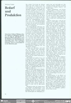 Bedarf und Produktion : Rehabilitation