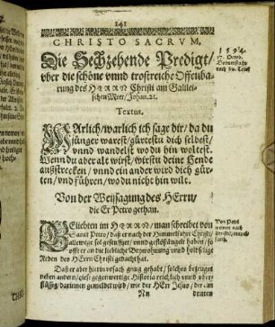Die Sechzehende Predigt/ [...] - Die Siebenzehende Predigt/ [...]