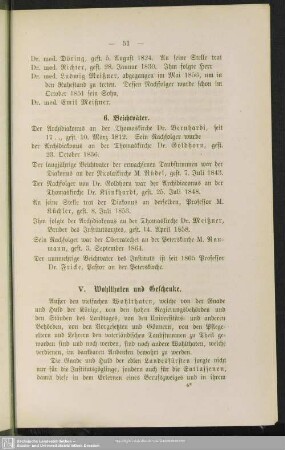 V. Wohlthaten und Geschenke