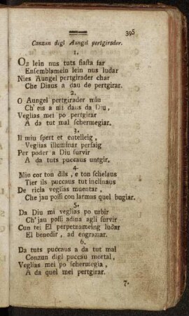 Canzun digl Aungel pertigirader. - Canzun dil len Della Sointgia Crusch.