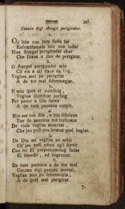 Canzun digl Aungel pertigirader. - Canzun dil len Della Sointgia Crusch.
