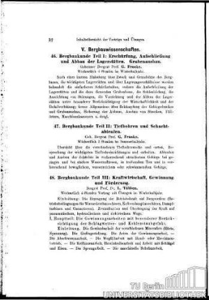48. Bergbaukunde Teil III: Kraftwirtschaft, Gewinnung und Förderung