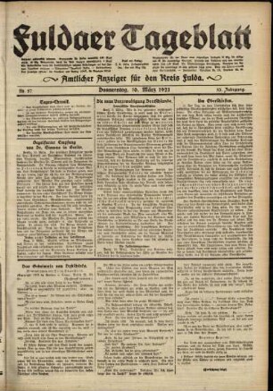 Ausgabe vom Donnerstag, den 10. März 1921.