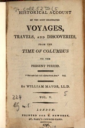Historical Account Of The Most Celebrated Voyages, Travels, And Discoveries : From The Time Of Columbus To The Present Period. 5