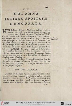 XIX. Columna Juliano apostatae nuncupata