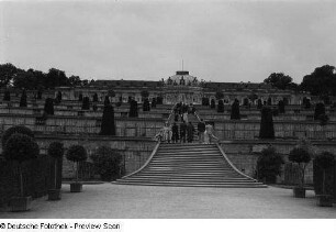 Schloss Sanssouci über den Weinbergterrassen (Gartenseite)