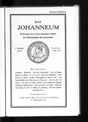 Das Johanneum 13. Jahrgang, Heft 49