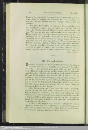 Die Tieraufnahmen