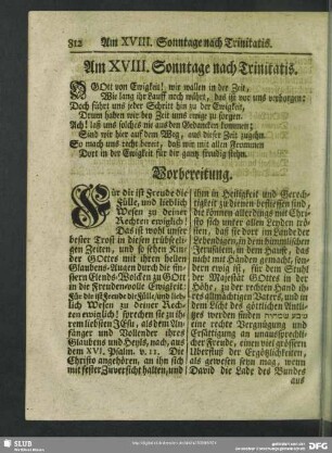 Am XVIII. Sonntage nach Trinitatis