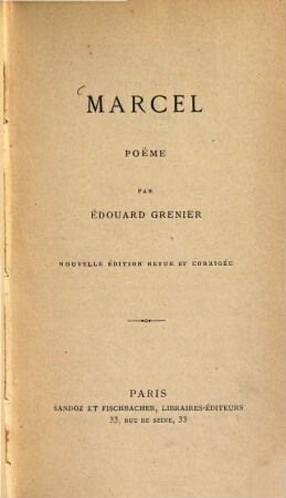 Marcel Poëme par Édouard Grenier