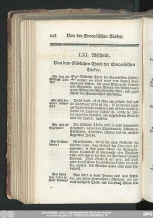 LXI. Abschnitt. Von dem Südlichen Theile der Europäischen Türkey.