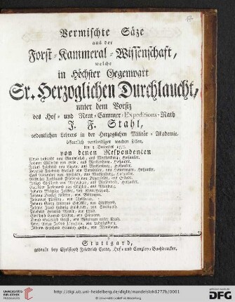 Vermischte Säze aus der Forst-Kammeral-Wissenschaft