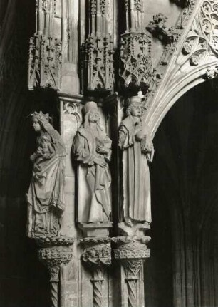 Halberstadt. Dom St. Stephanus und St. Sixtus. Lettner (um 1500/1510). Ausschnitt: Plastiken am Südwest-Pfeiler