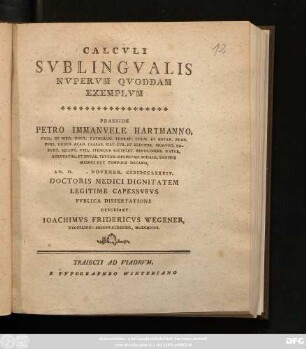 Calcvli Svblingvalis Nvpervm Qvoddam Exemplvm