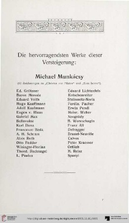 Die hervorragendsten Werke dieser Versteigerung