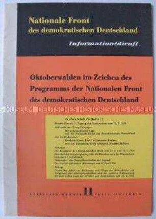 "Informationsdienst" der Nationalen Front mit Dokumenten zur 3. Tagung des Nationalrats 1950