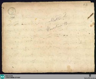 Overtures - Mus. Hs. 396 : vl (2), vla, vlc, bc; e; BrinzingMWV 3.1
