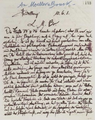 Brief an Arthur Moeller van den Bruck