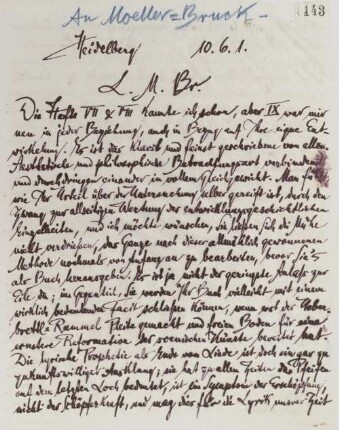 Brief an Arthur Moeller van den Bruck