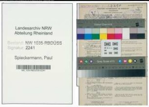 Entnazifizierung Paul Spieckermann , geb. 06.01.1897 (Bergmann)