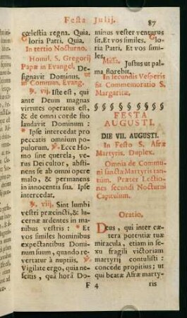 87-104, Festa Augusti