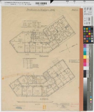 Warburg (Warburg) Posthaus Blatt 3 Grundriß 2. Geschoß, Dachgeschoß 1925/1960 1 : 100 62 x 47 Bleistiftzeichnung Oberpostdirektion Münster