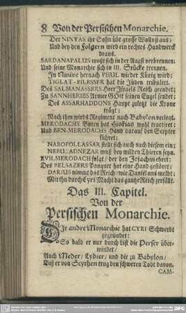 Das III. Capitel. Von der Persischen Monarchie