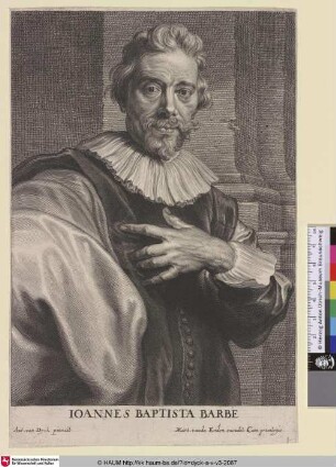 Ioannes Baptista Barbe [Porträt des Kupferstechers Jean Baptist Barbé; Jena Baptist Barbé; Portret van Jean Baptiste Barbé]