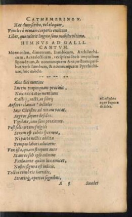 Hymnus Ad Gallicantum.