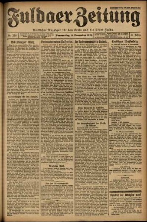 Erste Ausgabe vom Donnerstag, den 06. November 1924.