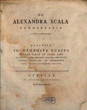 De Alexandra Scala commentatio