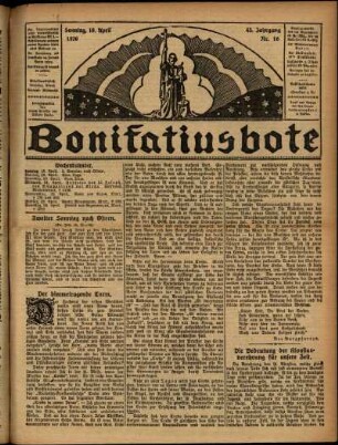 Erste Ausgabe vom Sonntag, den 18. April 1926.