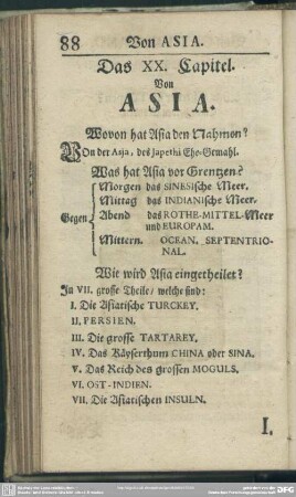 Das XX. Capitel. Von Asia