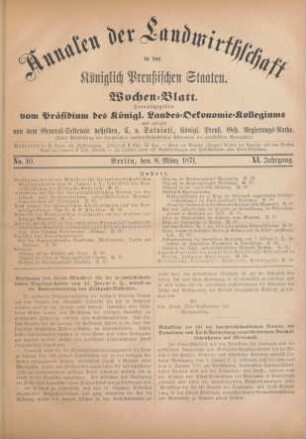 No. 10. Berlin, den 8. März 1871. XI. Jahrgang.