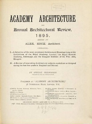 Academy architecture and annual architectural review. 7, 1. 1895