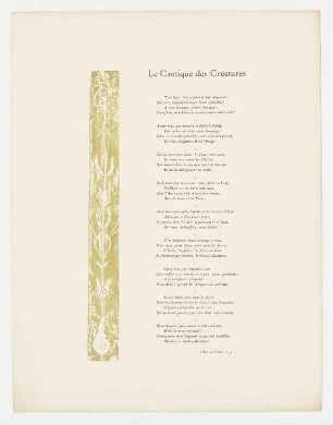 Vignette und Lyrik "Le Cantique des Créatures", aus: "Lied der Kreaturen"