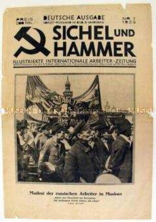 Titelblatt der illustrierten Wochenzeitung der Internationalen Arbeiterhilfe u.a. zum 1. Mai in der UdSSR
